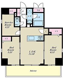 アリビス西葛西ノルテ 3階2SLDKの間取り