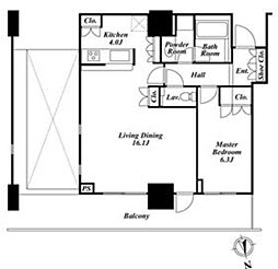 リエトコートアルクスタワー 1LDKの間取図画像