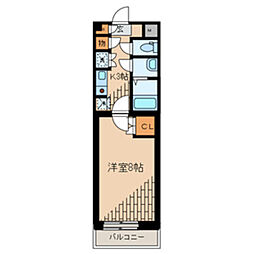パルクサイド 3階1Kの間取り