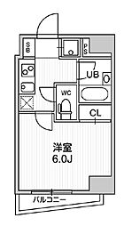 コンシェリア新橋 14階1Kの間取り