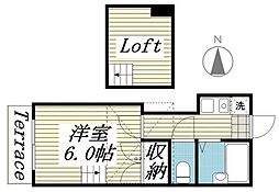グレイスCHIKO 1Kの間取図画像