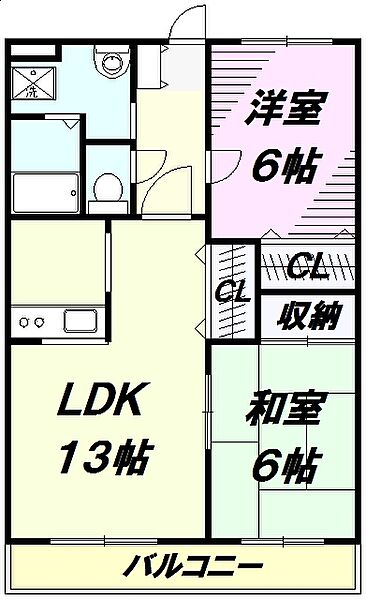 サンクレストール ｜東京都清瀬市中里３丁目(賃貸マンション2LDK・2階・57.75㎡)の写真 その2