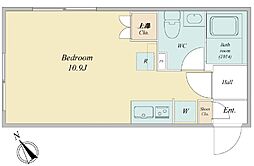 ラヴィエール清澄ガーデンテラス 3階ワンルームの間取り