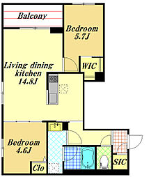 アイル　ルイーズ 1階2LDKの間取り