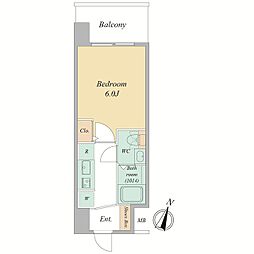 セレニテ梅田北グランデ 1Kの間取図画像