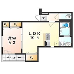 フジパレス百舌鳥八幡V番館 1LDKの間取図画像