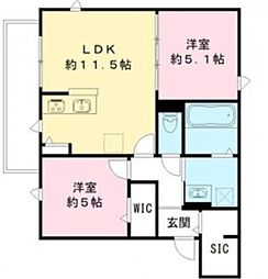 ユアメゾン 富松 2LDKの間取図画像
