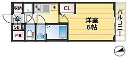 レジュールアッシュ神戸ハーバーランド 6階1Kの間取り