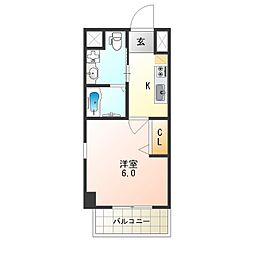 LiveCasa田辺 1Kの間取図画像