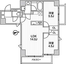 ライトハウス元浅草 2LDKの間取図画像