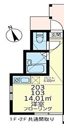 ユナイト横浜スワンナプームの丘 ワンルームの間取図画像