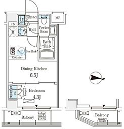 メゾン・クロイゾン 5階1DKの間取り