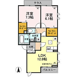 オスト 1階2LDKの間取り