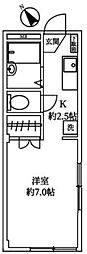 女子医大通りサンホーム 1Kの間取図画像