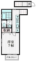エアフォルクブルー 1Kの間取図画像
