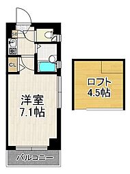 ローレル友泉亭 1Kの間取図画像