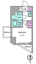 クレヴィアリグゼ北品川IIステーションコート 2階1Kの間取り
