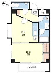 クレーテII篠崎 5階1DKの間取り