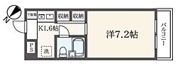 キューブ平和台 1Kの間取図画像