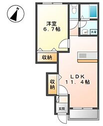 サンモール湘南 1LDKの間取図画像