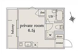 アーベインテラス高砂 2階ワンルームの間取り