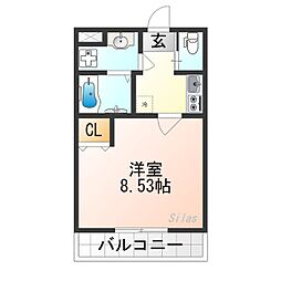 仮)フラッティ西京極 1Kの間取図画像