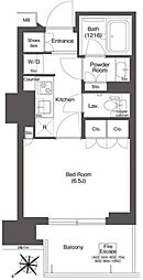 コンフォリア新中野 9階1Kの間取り