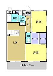 シャルテハイム 2LDKの間取図画像