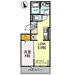 ウィン淡路駅前 2階1LDKの間取り