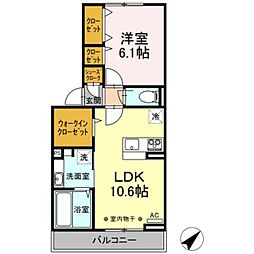 トリアテュラー 1LDKの間取図画像