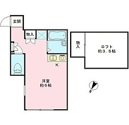 東急目黒線 洗足駅 徒歩8分の賃貸アパート 1階ワンルームの間取り