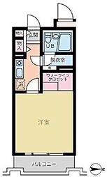 エスポワール橋本 1階ワンルームの間取り