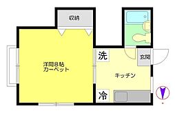 ニチユウサンハイツD棟 1階1Kの間取り