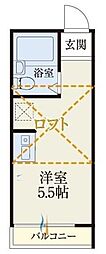 b'CASA狭山ヶ丘3re-born ワンルームの間取図画像