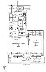 プレール・ドゥーク蔵前II 14階1LDKの間取り