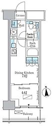 パークアクシス新宿百人町 1DKの間取図画像