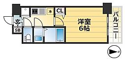 JR東海道・山陽本線 灘駅 徒歩4分の賃貸マンション 6階1Kの間取り