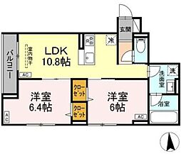 セレスティア鹿浜 2LDKの間取図画像