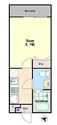メゾングリーズ五香南 1Kの間取図画像