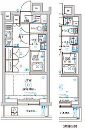 セジョリ中野富士見町 3階1Kの間取り