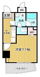 アクアコートK 4階1Kの間取り