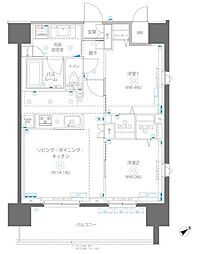 アルファレジデンシア南千住 14階2LDKの間取り
