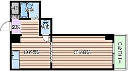クリスタルコート26 2階1DKの間取り