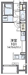 レオネクストニューオータム ワンルームの間取図画像