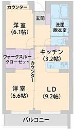 パラッツォ淵野辺1 2LDKの間取図画像