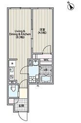 エルファーロ三軒茶屋VI 2階1LDKの間取り