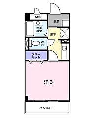 シエルT 1Kの間取図画像