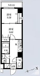 シャッツ高円寺 5階2Kの間取り