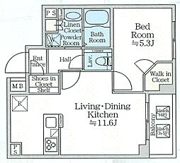 アイルプレミアム月島ドゥーエ 5階1LDKの間取り