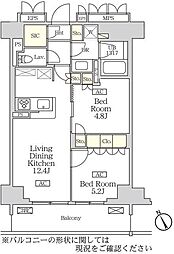 リーフシティ市川　ザ・レジデンス 55階2LDKの間取り